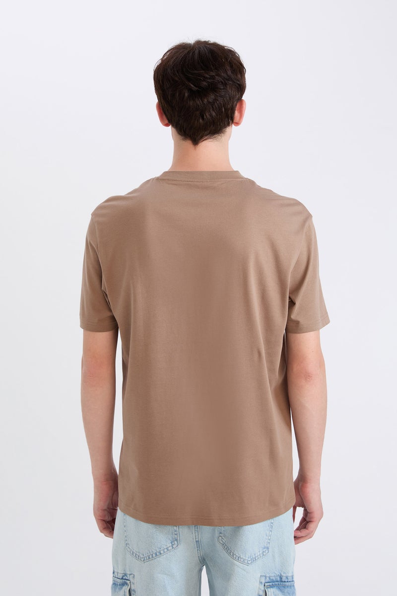 DeFacto Brown Man Regular Fit Crew Neck Printed Short Sleeve T-Shirt Casual - Image 5